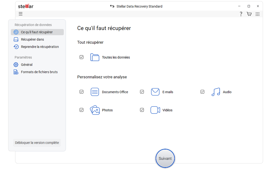 Sélectionner le type de fichier