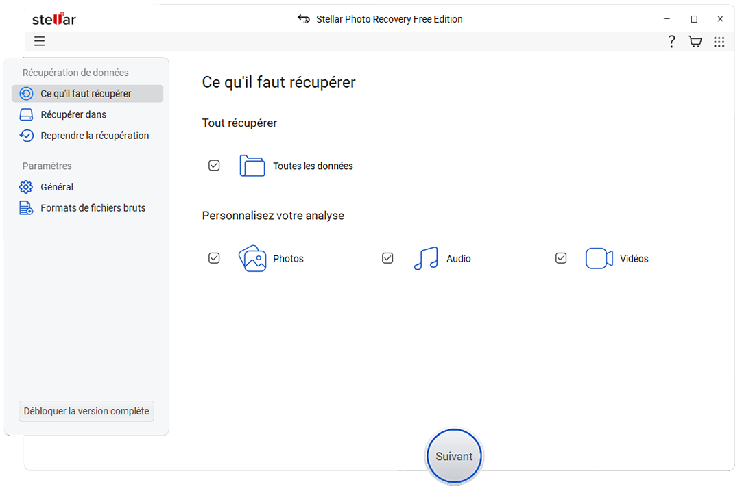 Sélectionner le type de données