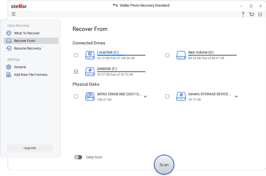Select Recover From
