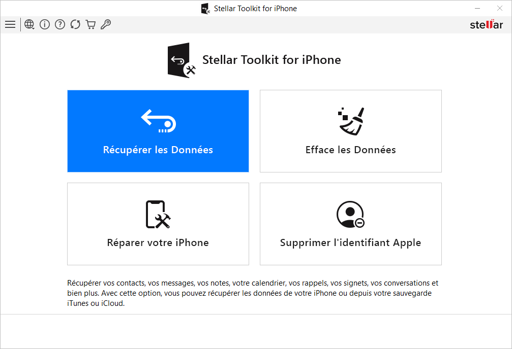 Indiquez ce que vous souhaitez récupérer à partir de l'appareil